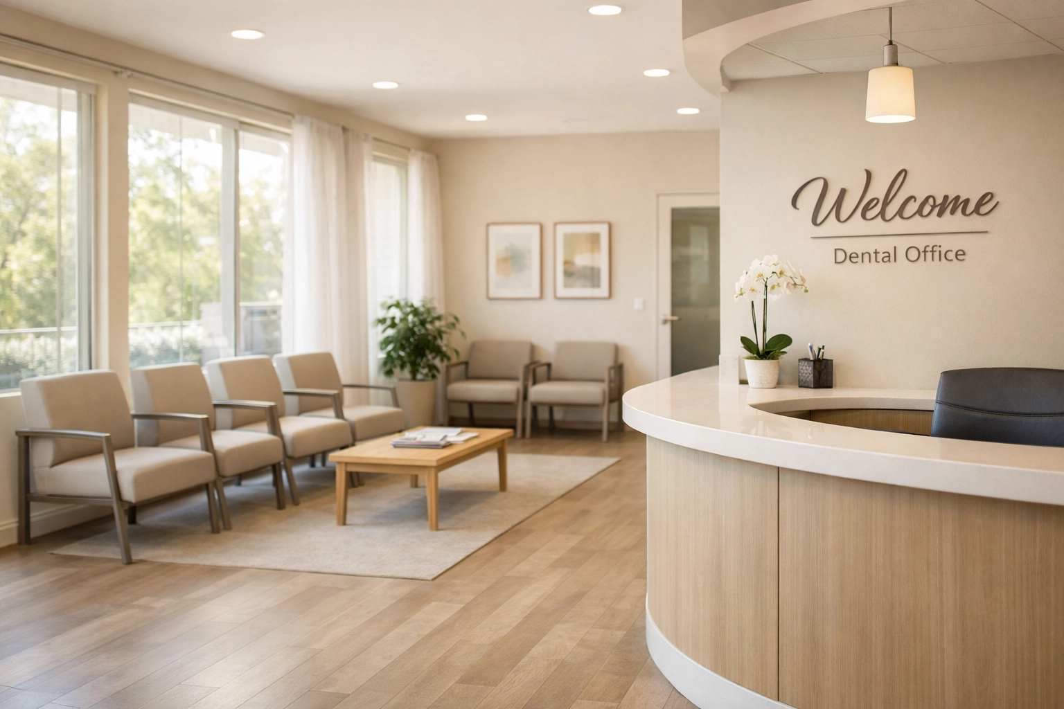 Empty dental office waiting room showing need for local patient marketing strategies