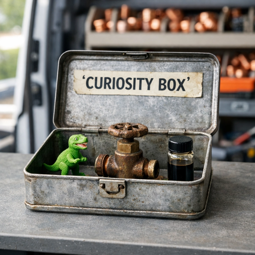 Strange objects like toys and sludge found by local plumbing services Northamptonshire in domestic heating pipes.