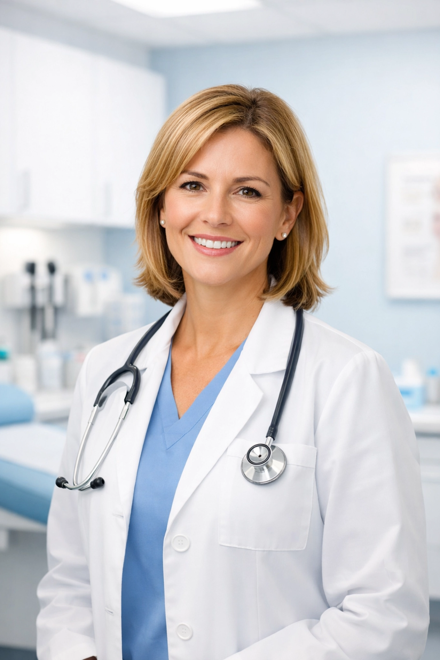 Licensed healthcare provider smiling in a modern clinic, representing safe medical weight loss supervision.