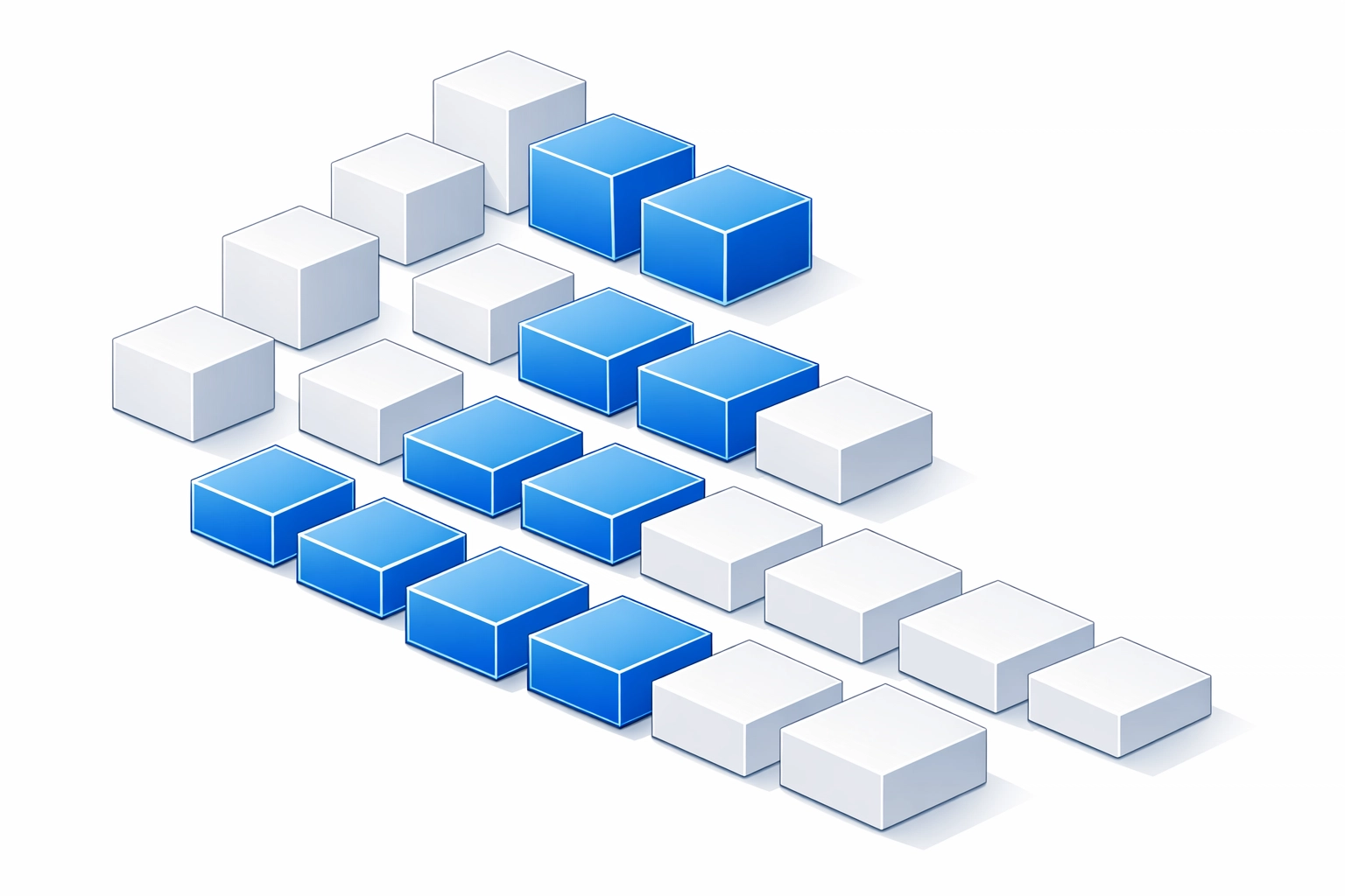 Organized geometric blocks illustrating structured data and chunkable content for AI search engines.