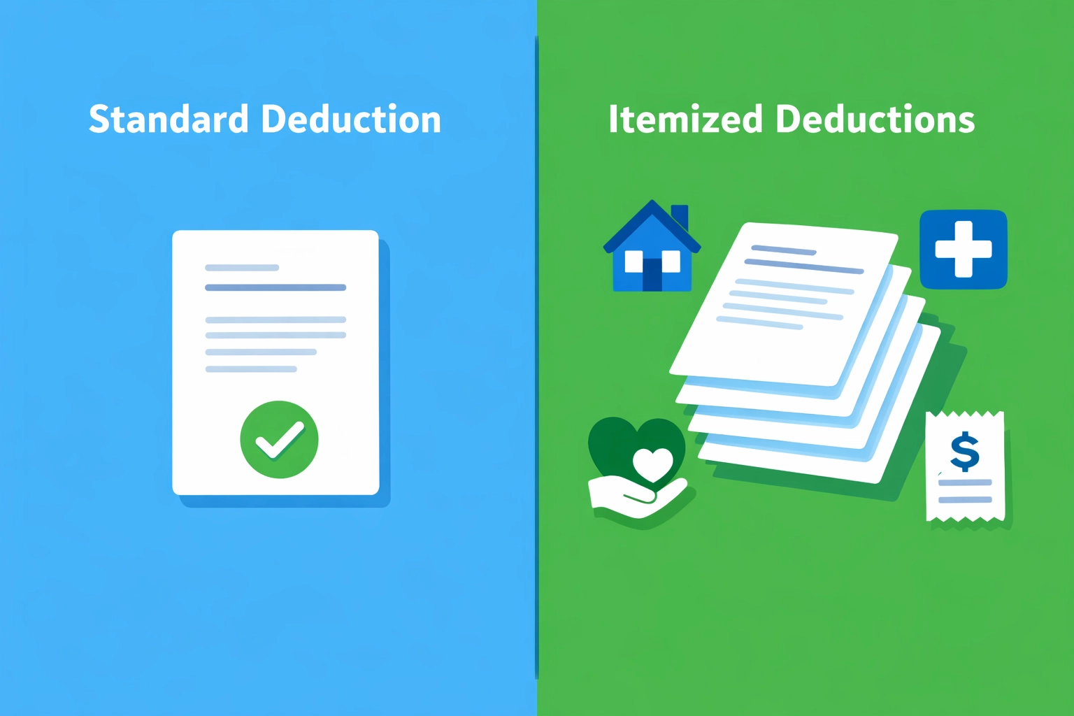 Comparison of standard deduction versus itemized deductions for tax planning