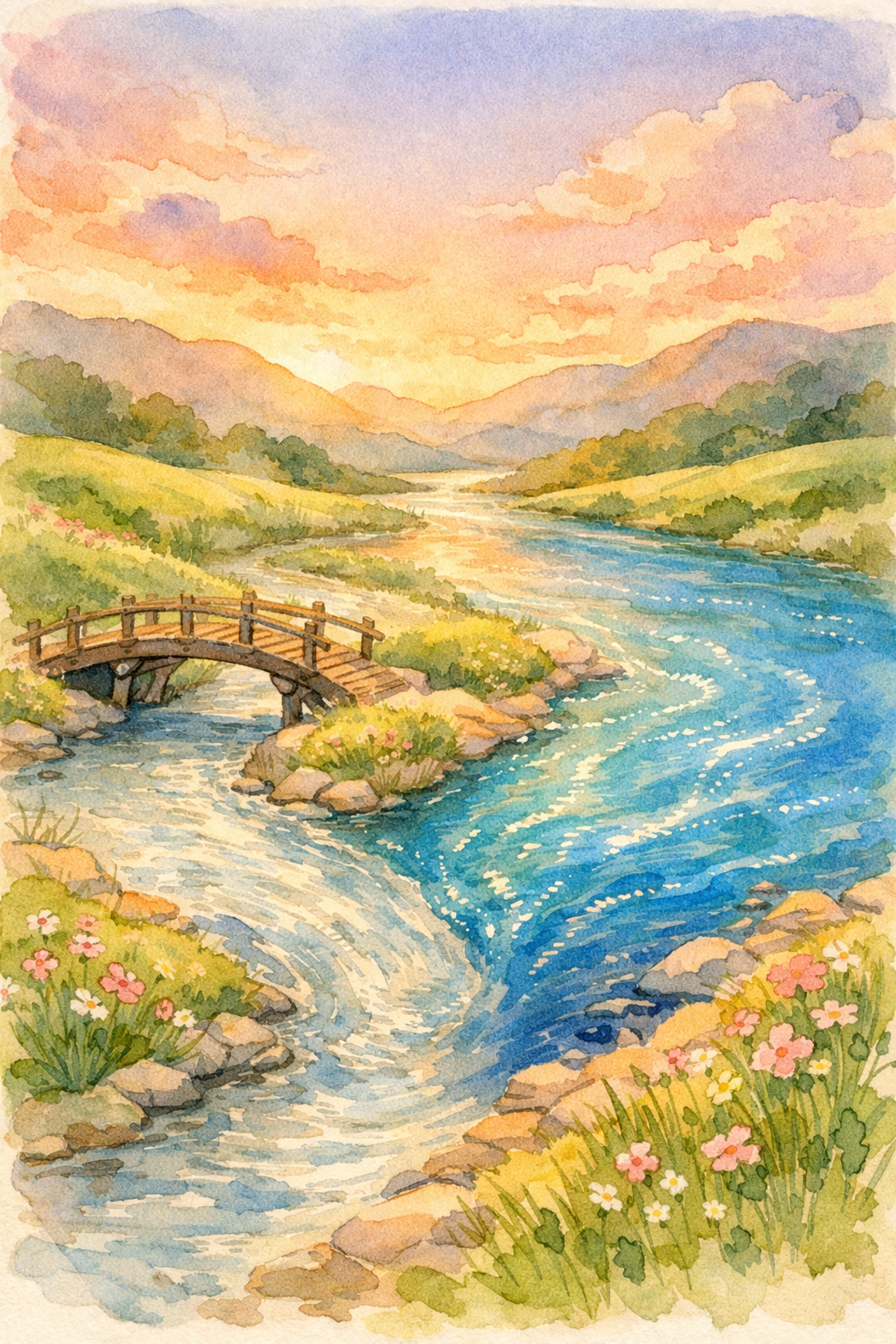 Two rivers meeting in valley illustrating water baptism and Holy Spirit baptism