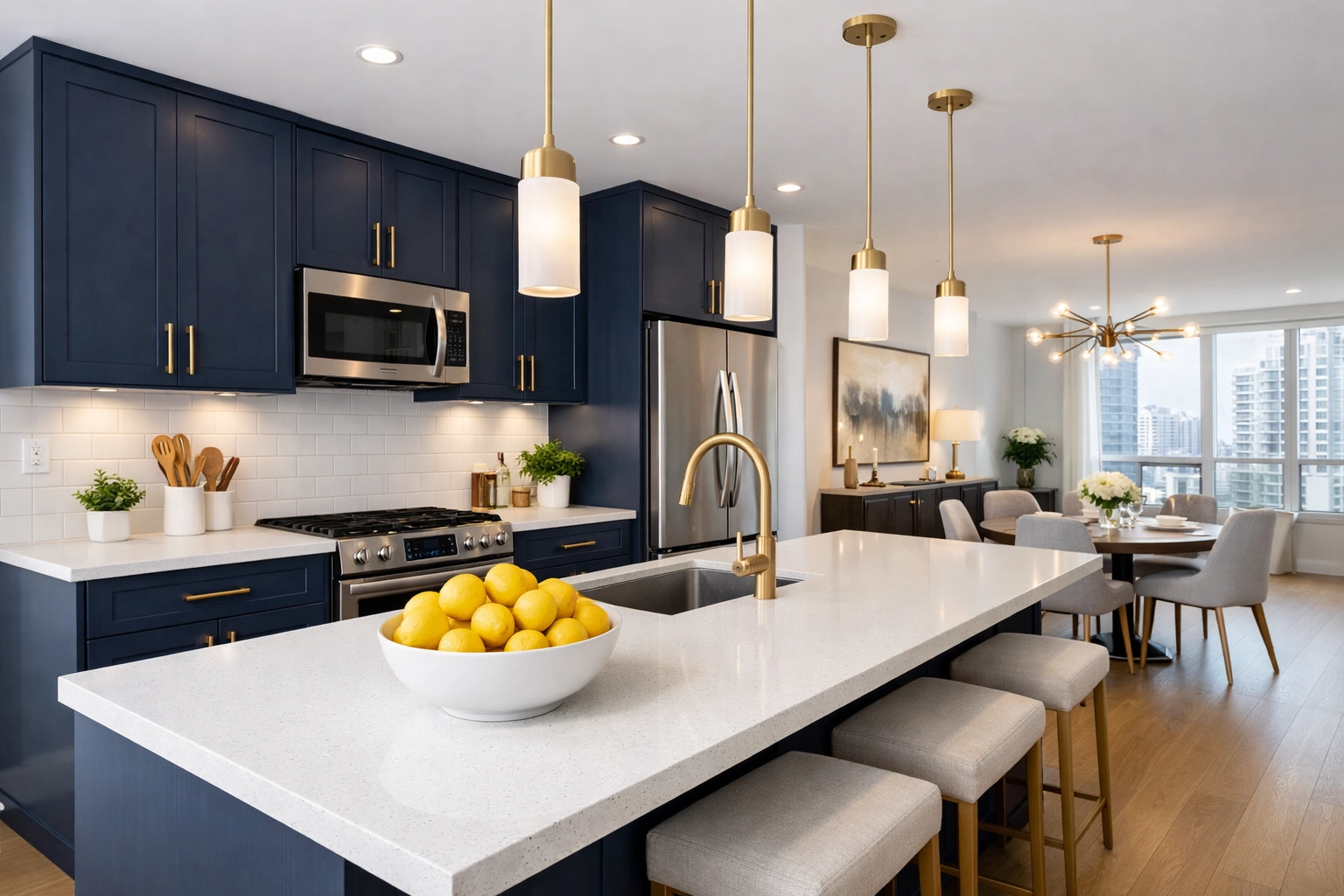 Impeccable luxury kitchen showcasing professional apartment cleaning services in Leominster MA.