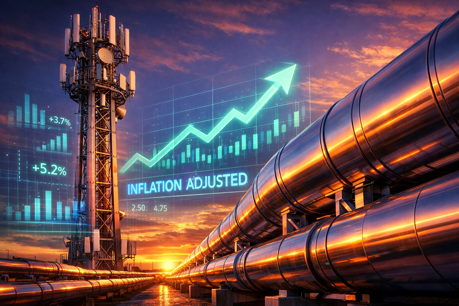 Infrastructure investments including cell towers and pipelines with performance data indicators