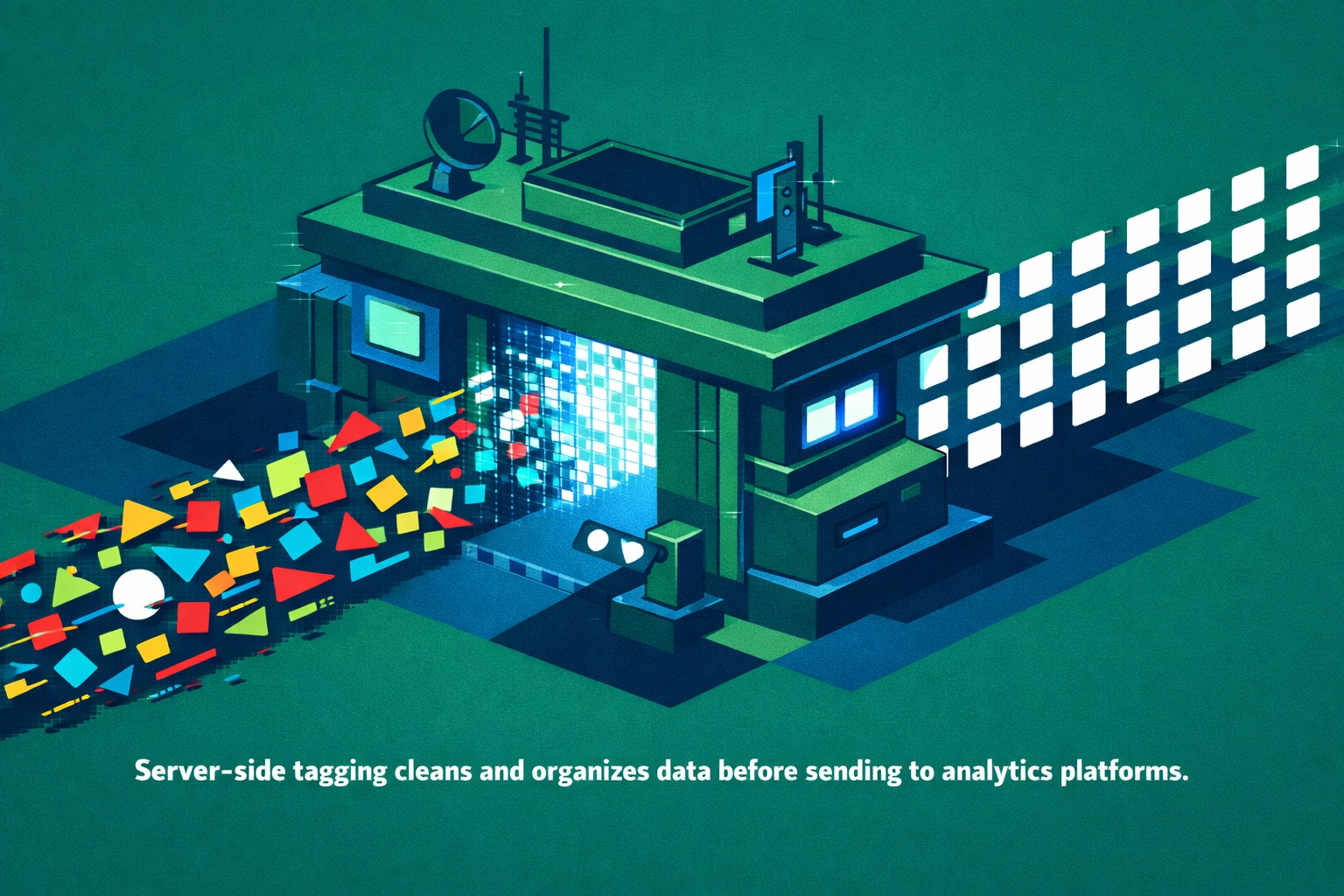 Digital checkpoint processing raw data into organized segments for server-side tagging and data accuracy.