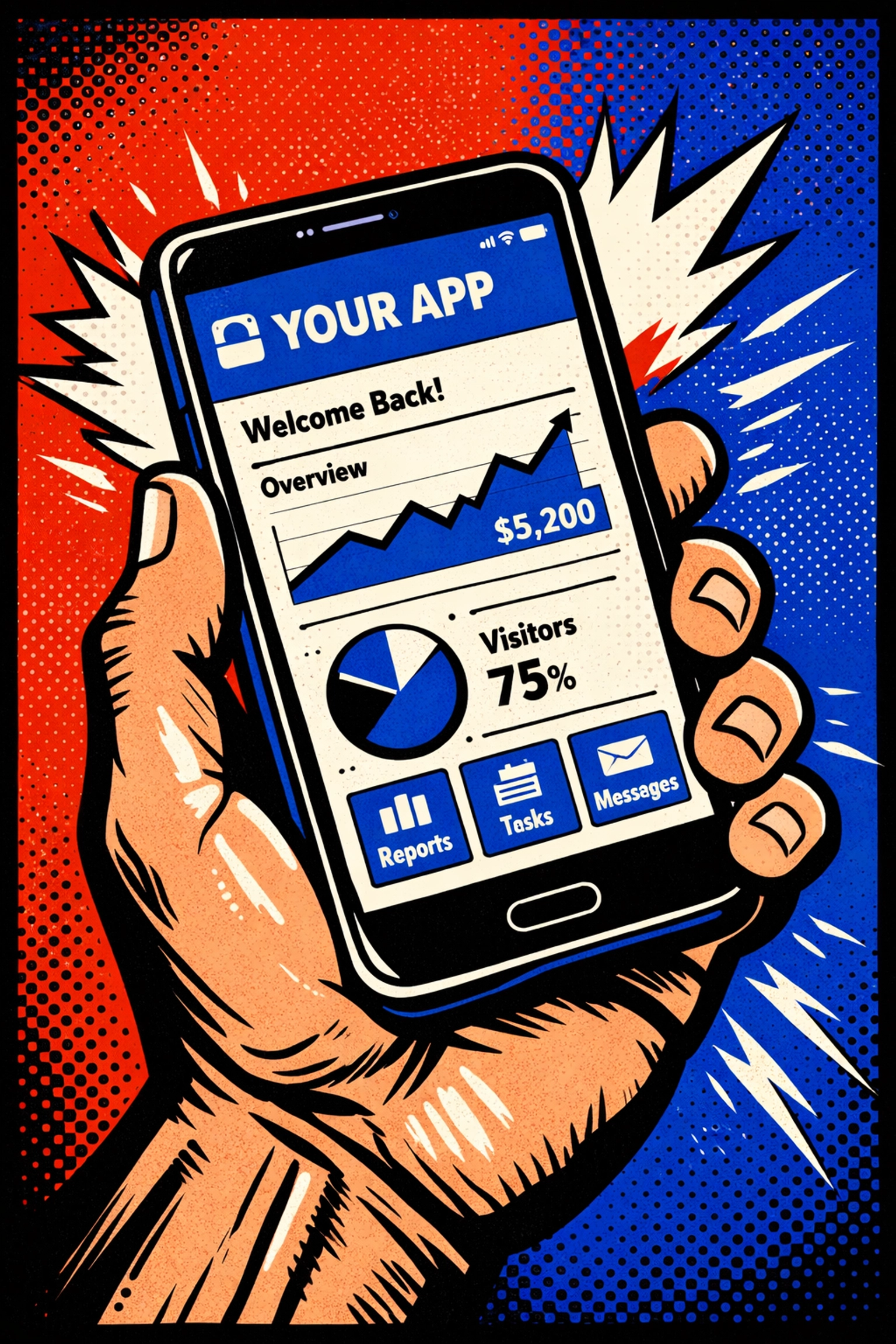 White-label GoHighLevel mobile app interface on branded smartphone