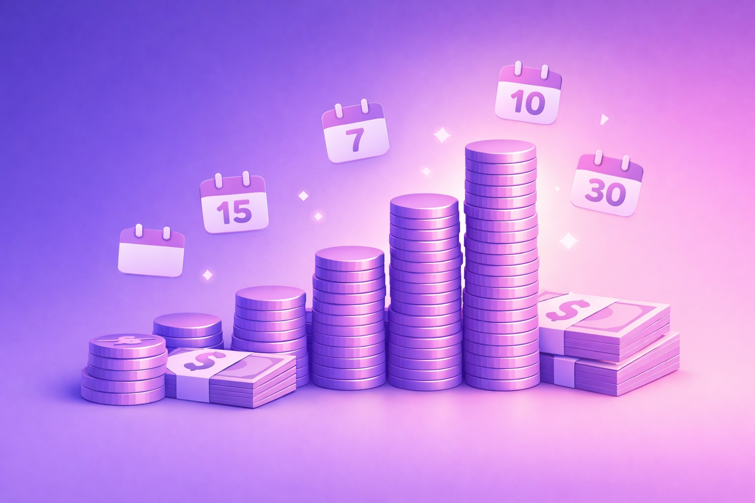 Growing stacks of money representing $52,000 annual revenue loss from missed restaurant calls