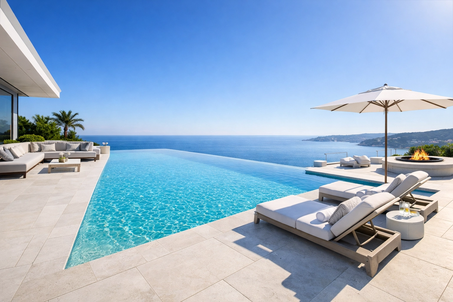 A luxury infinity pool representing a successful and lucrative exit from a pool service business.