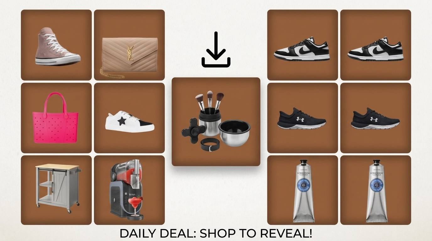 Modern makeup brush cleaner set on a rustic wooden vanity with warm, natural lighting.