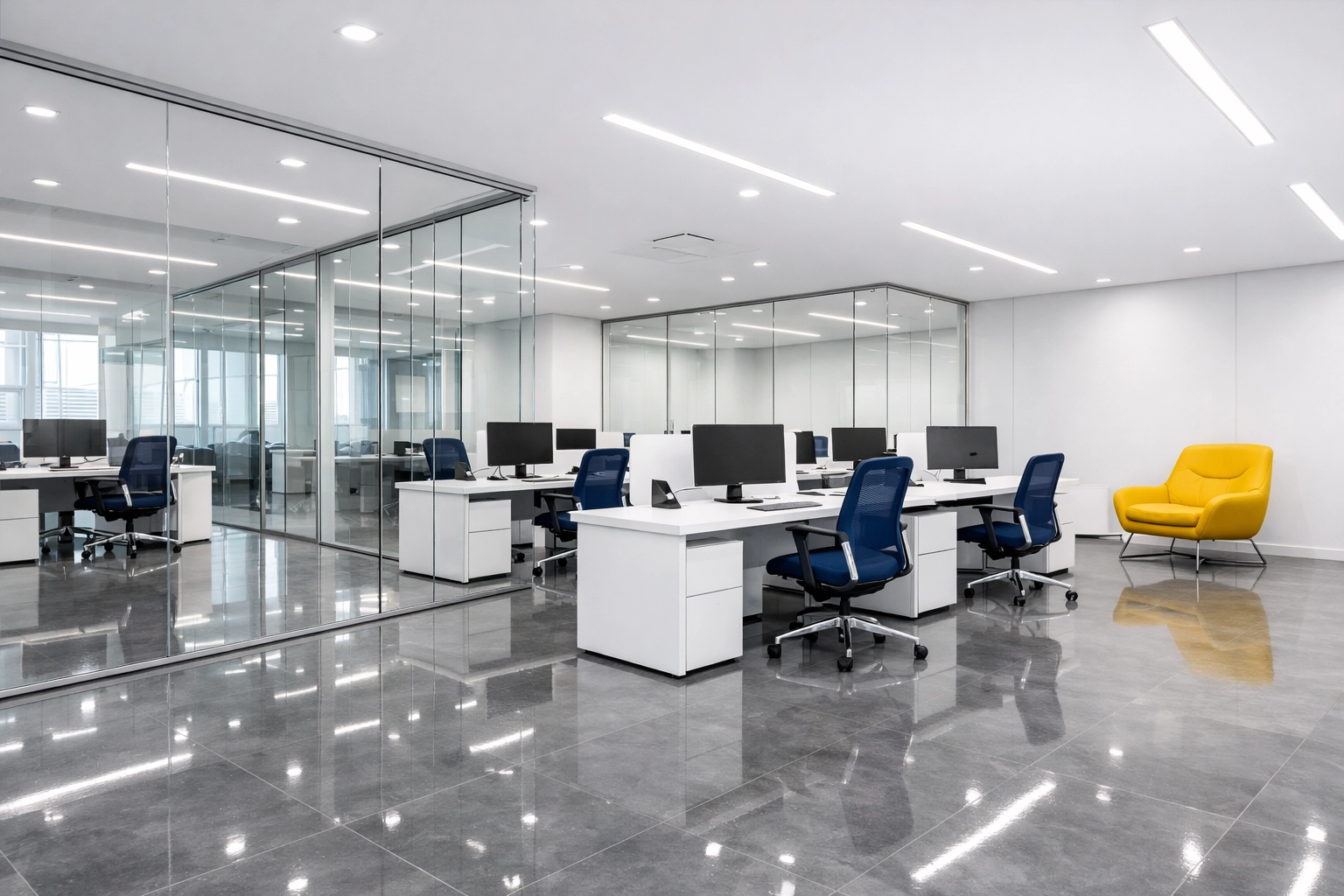 High-quality professional house cleaning Burlington MA for a sanitized and modern corporate office space.