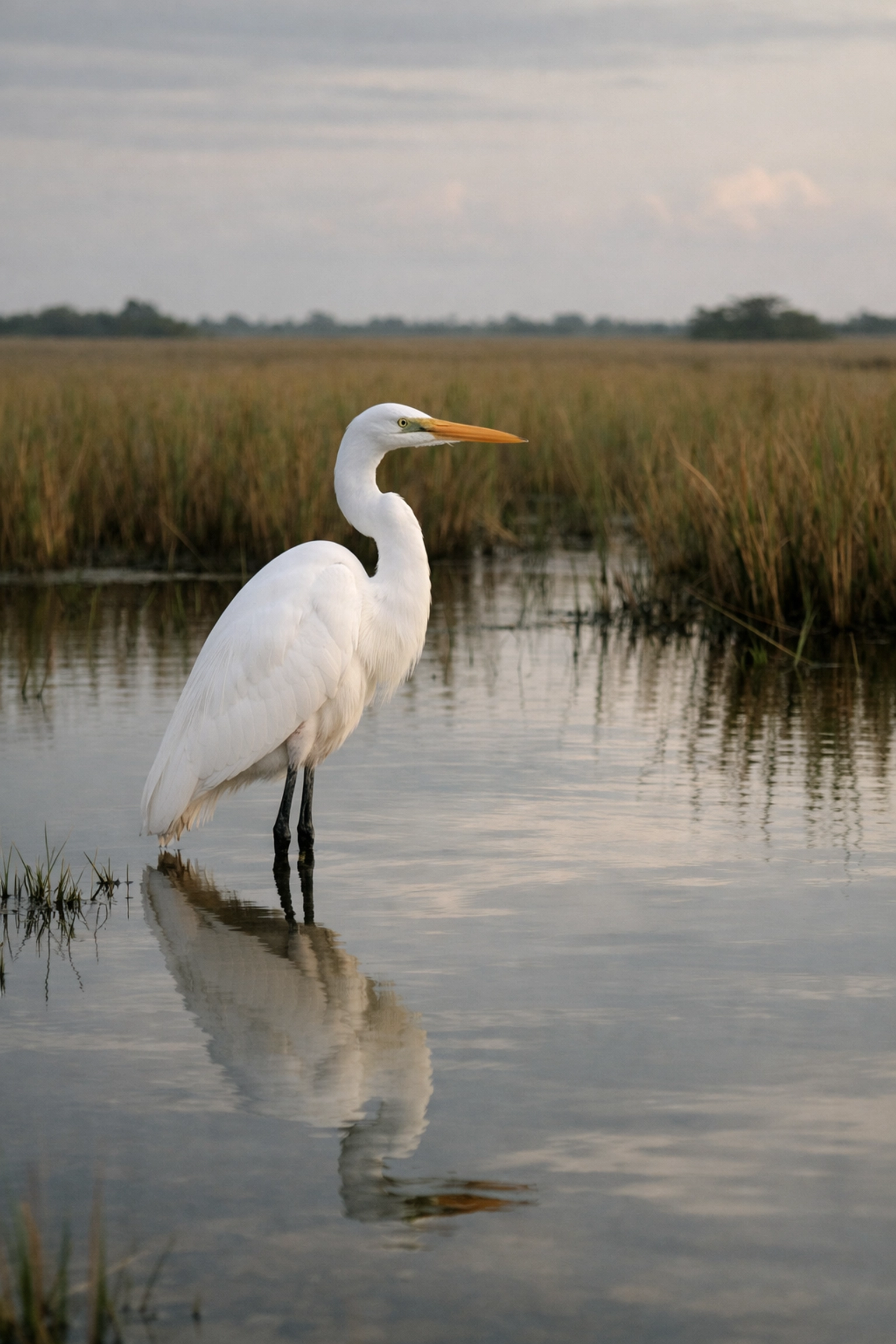 A Great Egret in Everglades National Park, a must-visit nature spot near the best Miami beaches.
