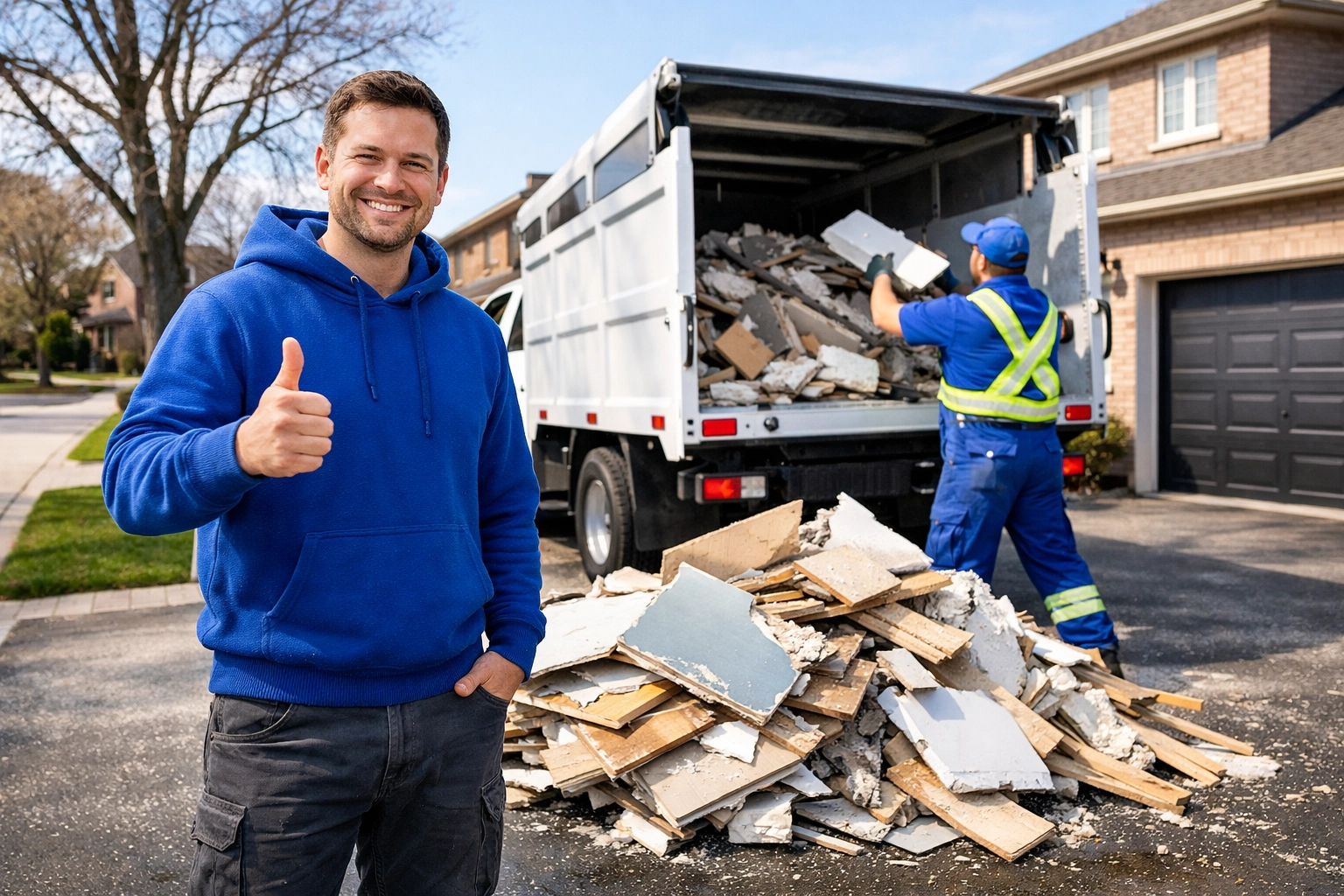 Roman from Junk GTA overseeing a fast renovation debris haul in North York