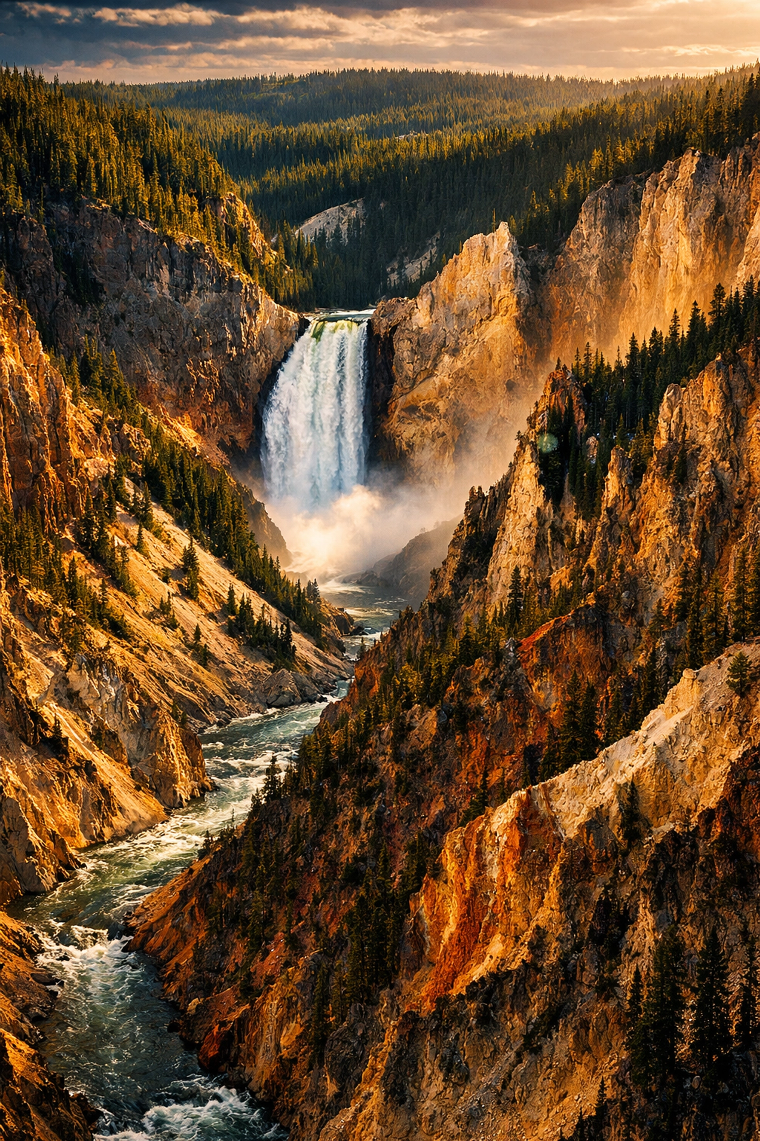 Lower Falls at the Grand Canyon of the Yellowstone during a student science expedition.