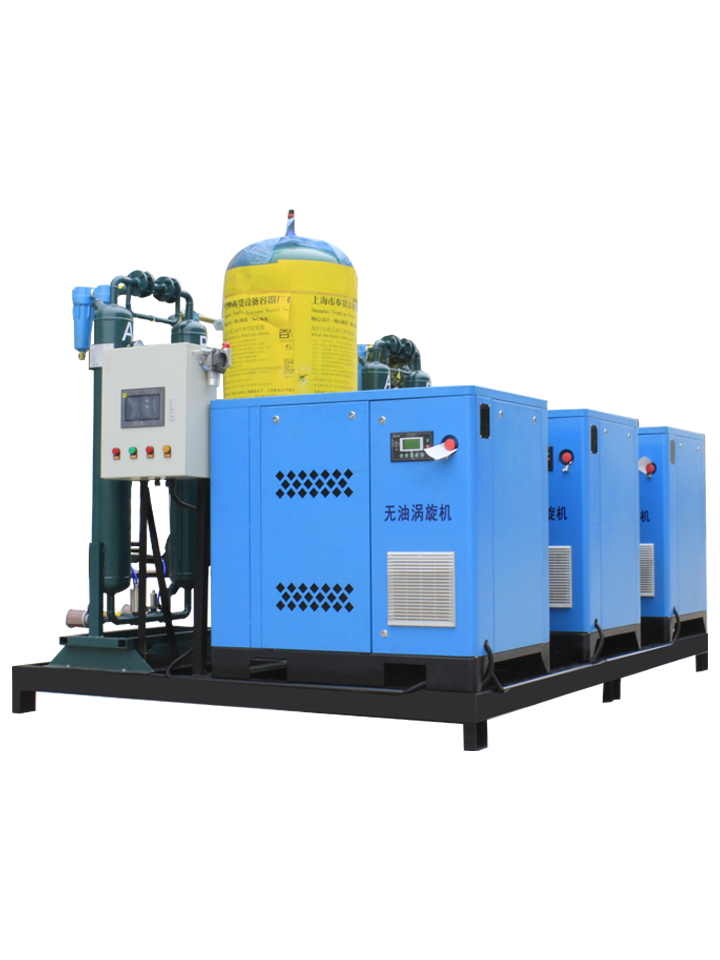 Modular oil-free screw air compressor unit for contamination-sensitive textile applications