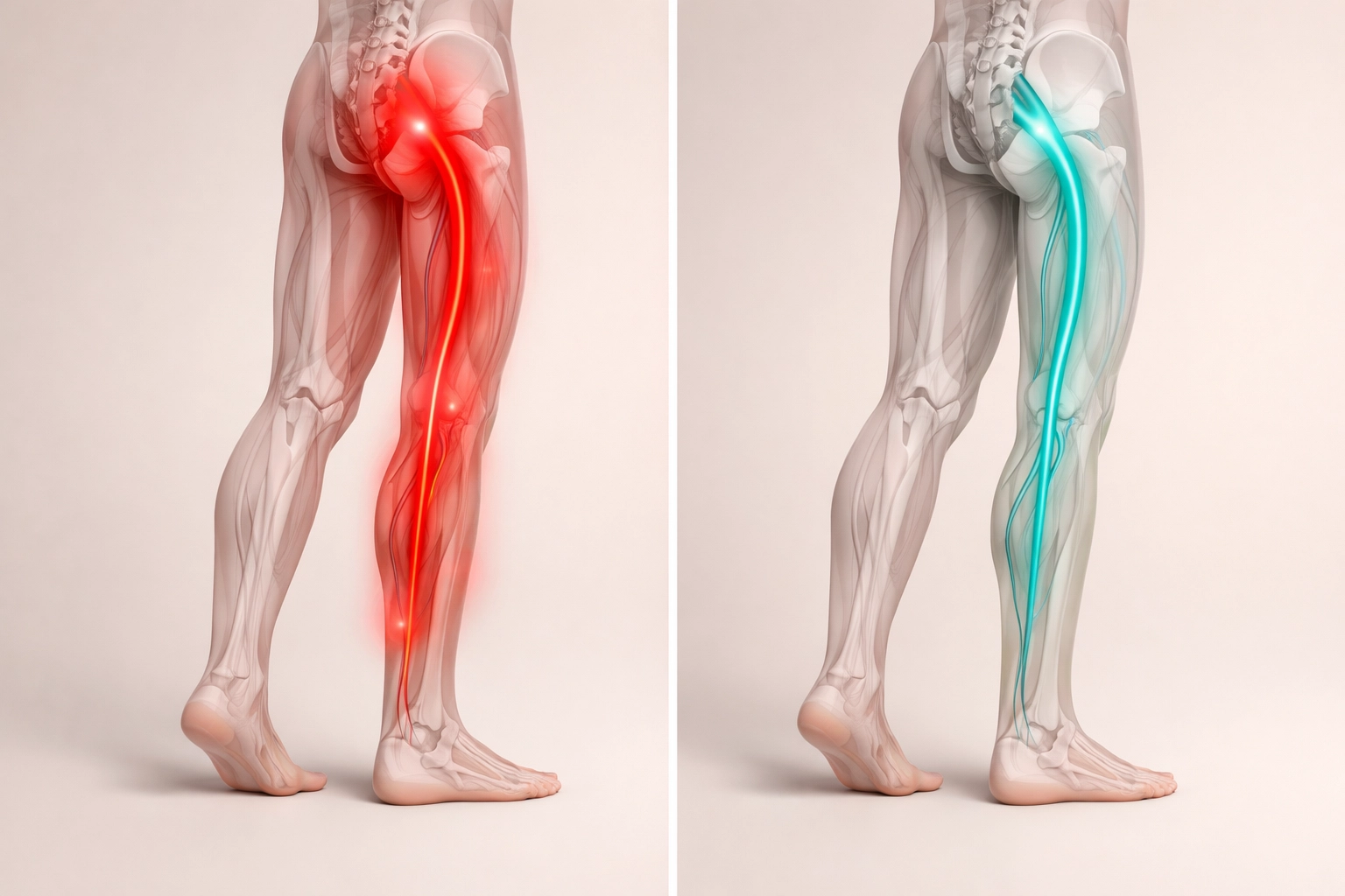 Comparison of inflamed sciatic nerve versus healthy nerve in sciatica recovery