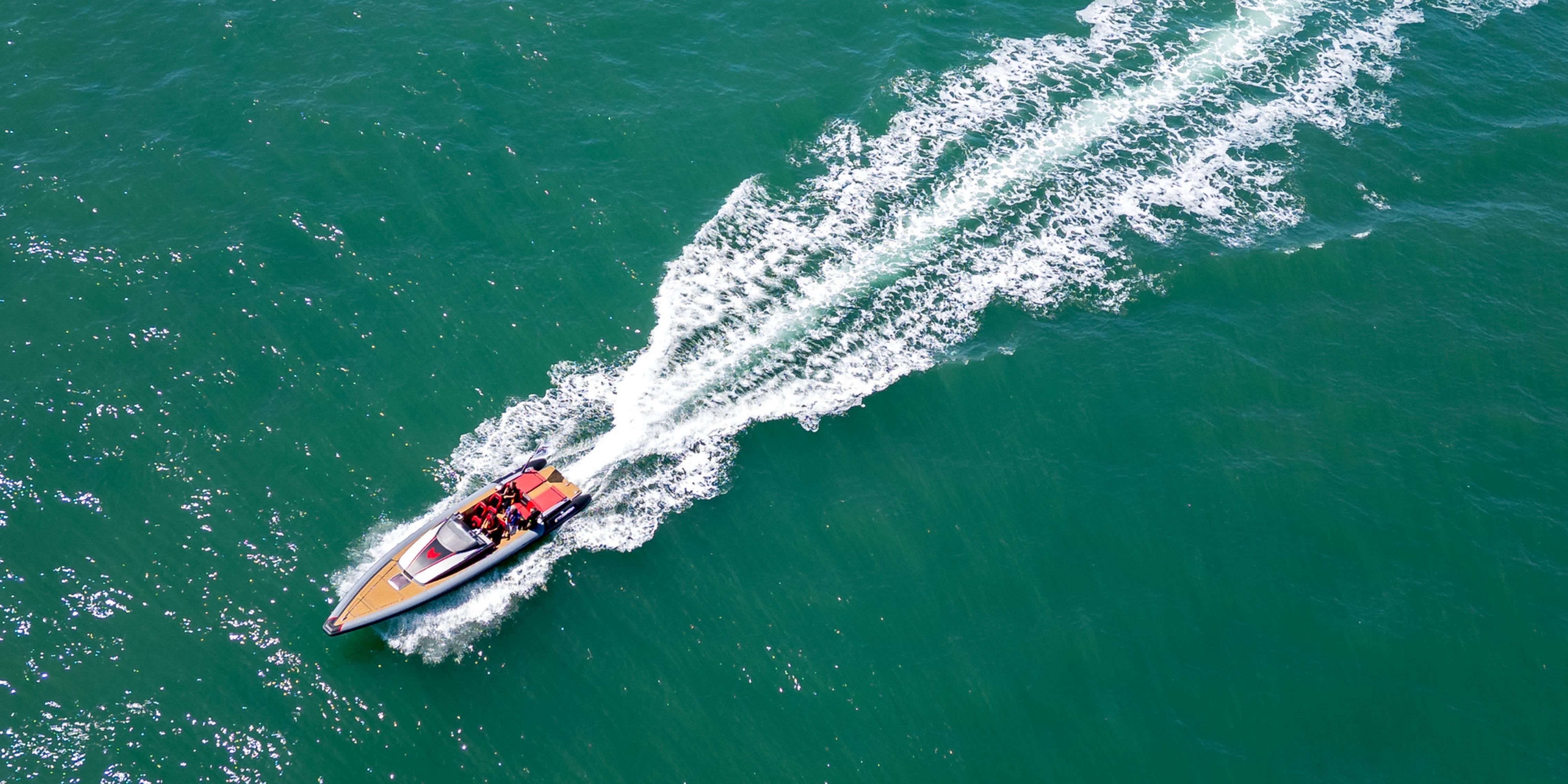 Attitude Charter Powerboat Aerial View