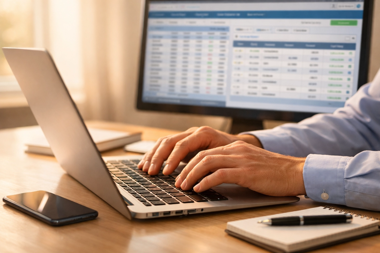 Business owner reviewing QuickBooks reconciliation on laptop for bookkeeping accuracy