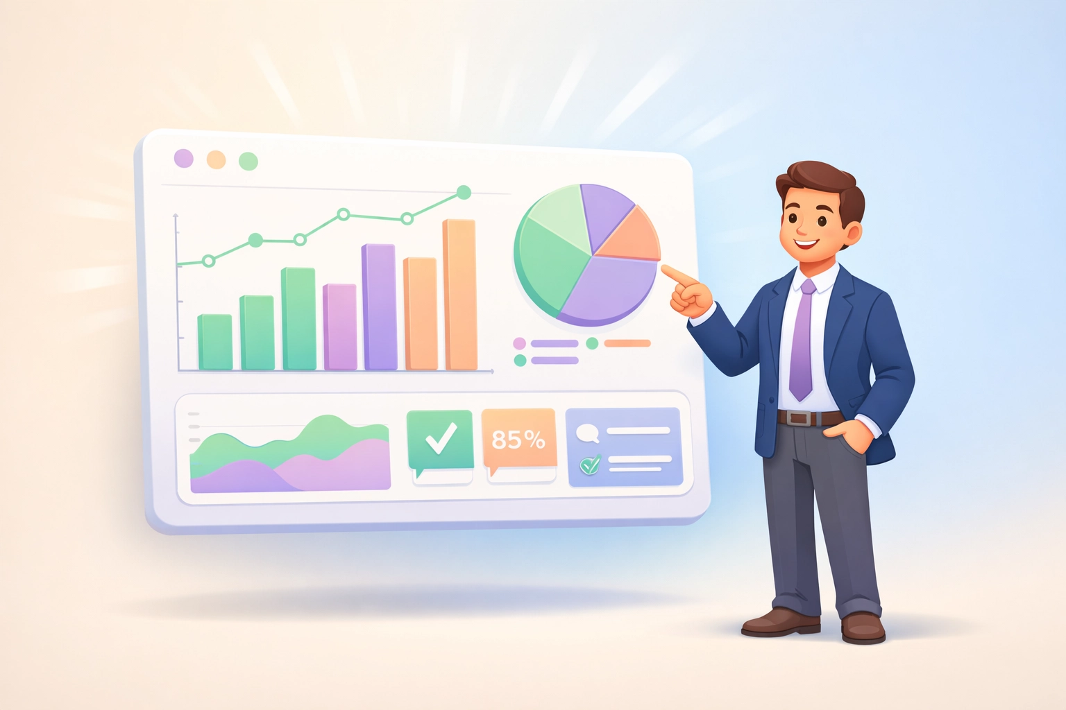 Unified business dashboard showing analytics and insights for SMB decision making