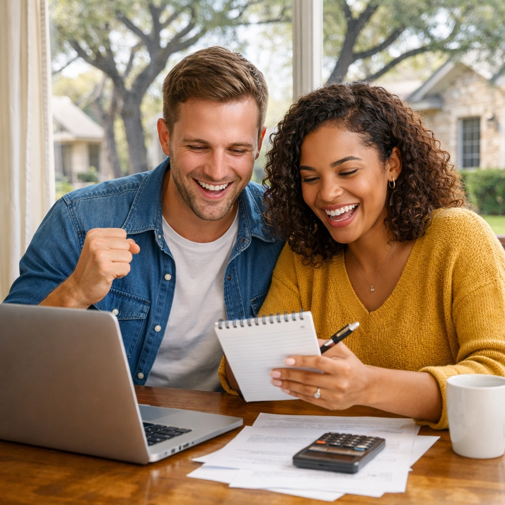 A couple plans their move to a suburban San Antonio, TX neighborhood after deciding to buy a home.