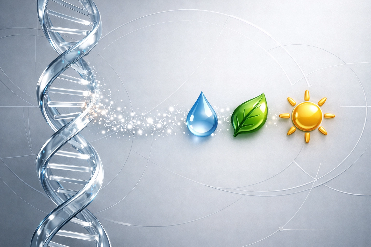 DNA double helix and health icons illustrating genetic testing for personalized wellness.