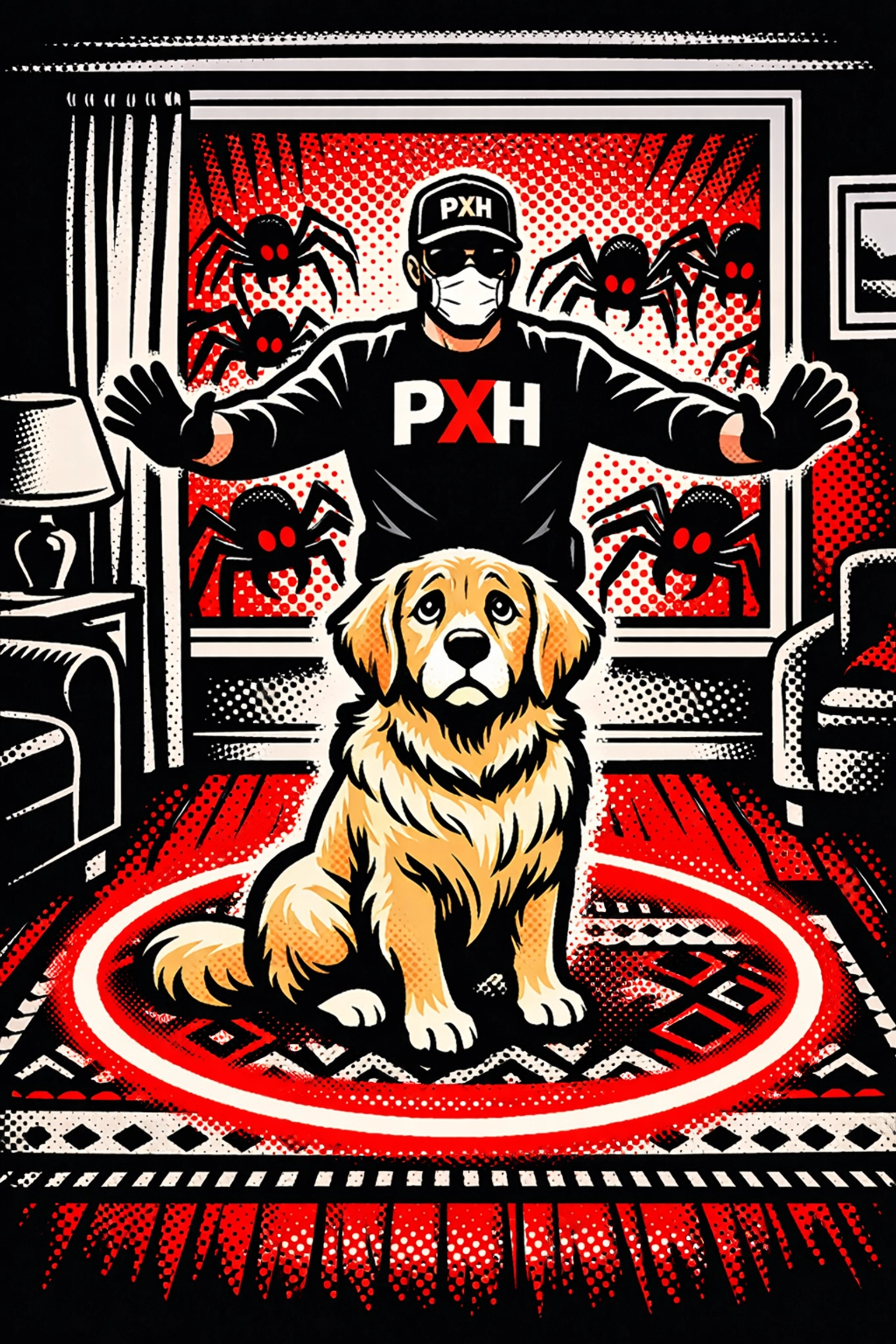 Pet-friendly home defense in Birmingham AL with a technician shielding a dog from garden pests.