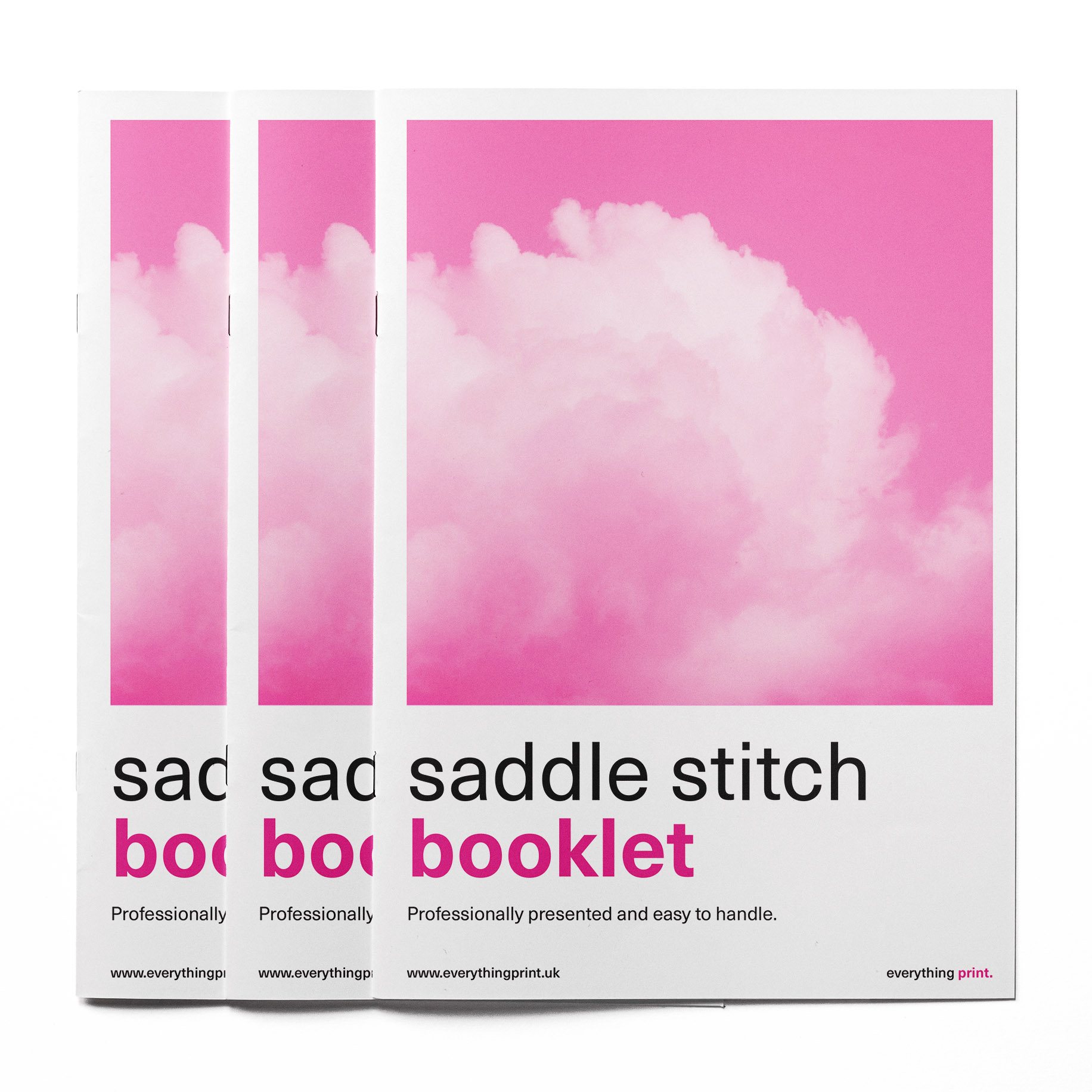 Three Professionally Printed Saddle Stitch Booklets