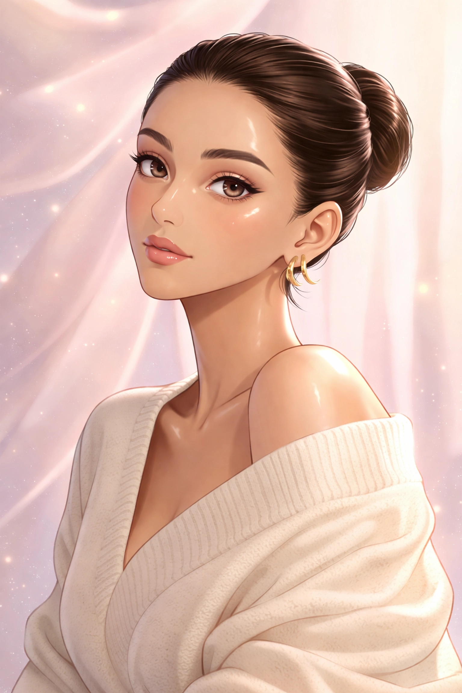 Elegant woman with flawless nano brows and dewy skin exemplifying quiet luxury and the clean girl aesthetic