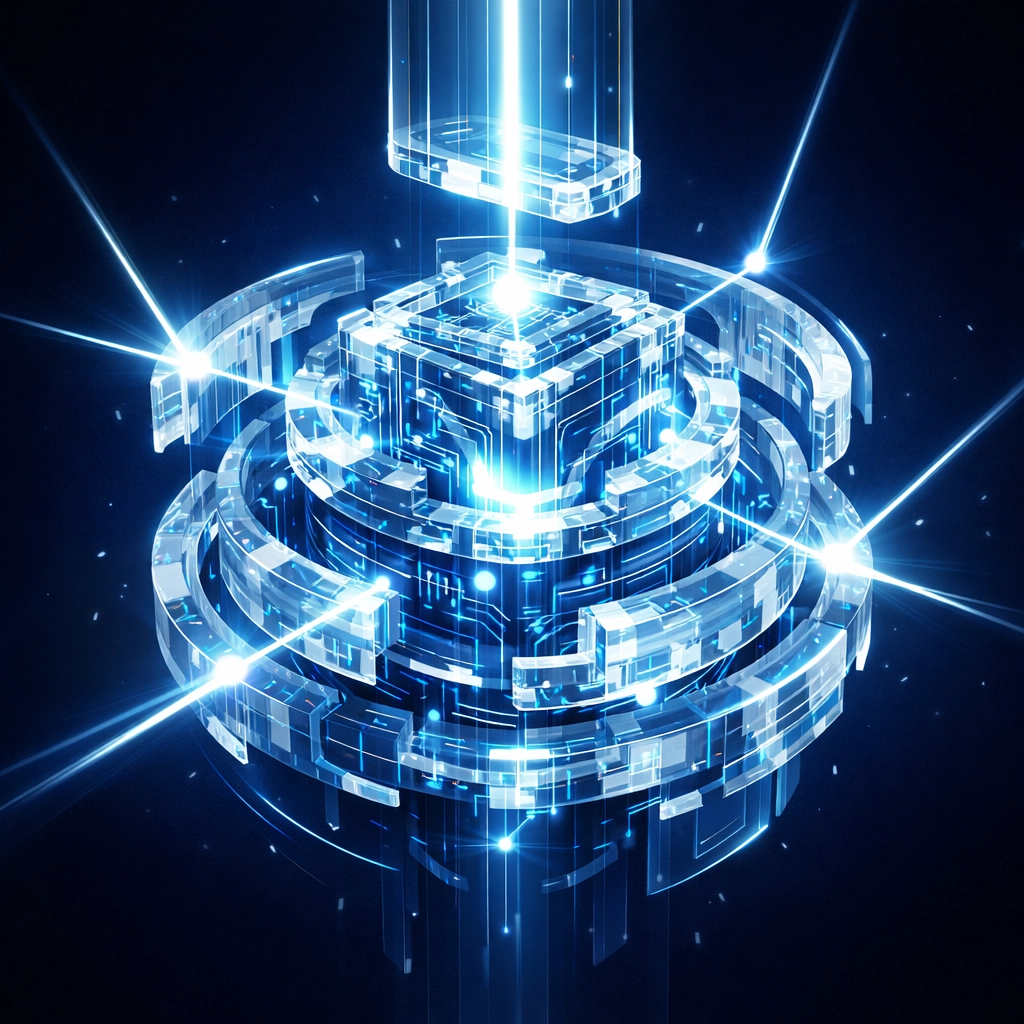 Bespoke software engine core symbolizing custom automation systems and internal workflow optimization.