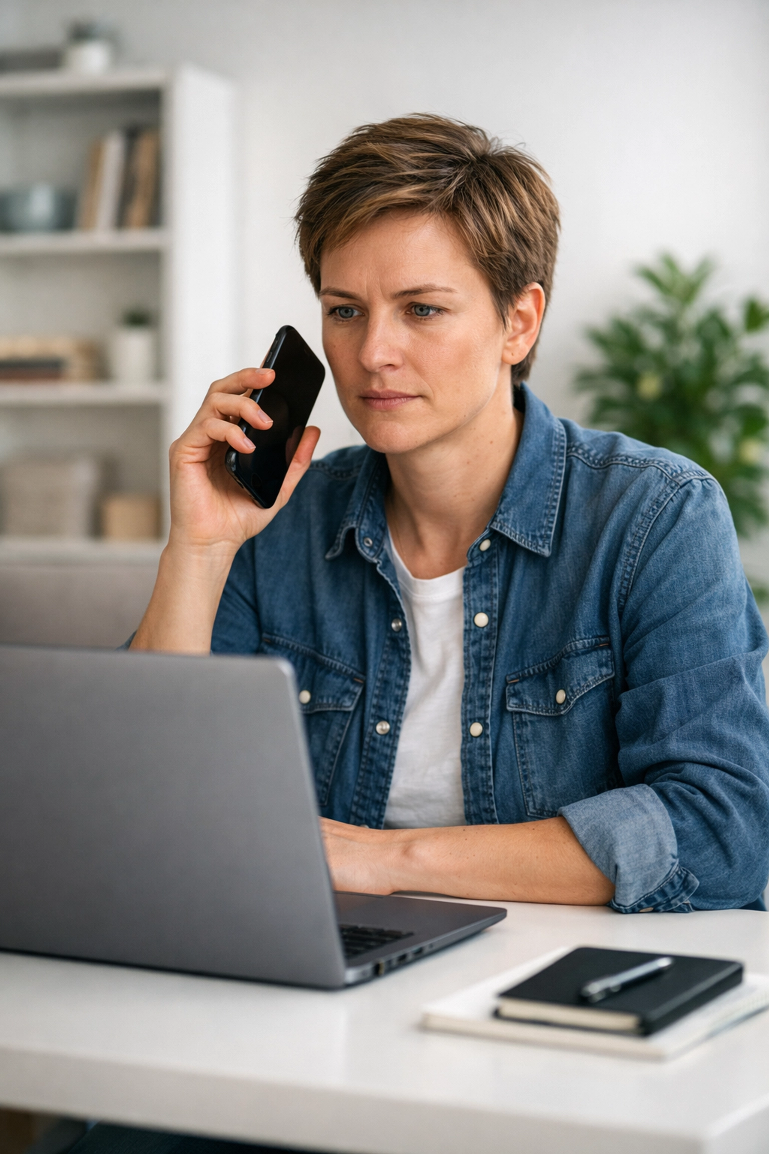 Homebuyer performing a call-back verification on a smartphone to prevent real estate wire fraud.
