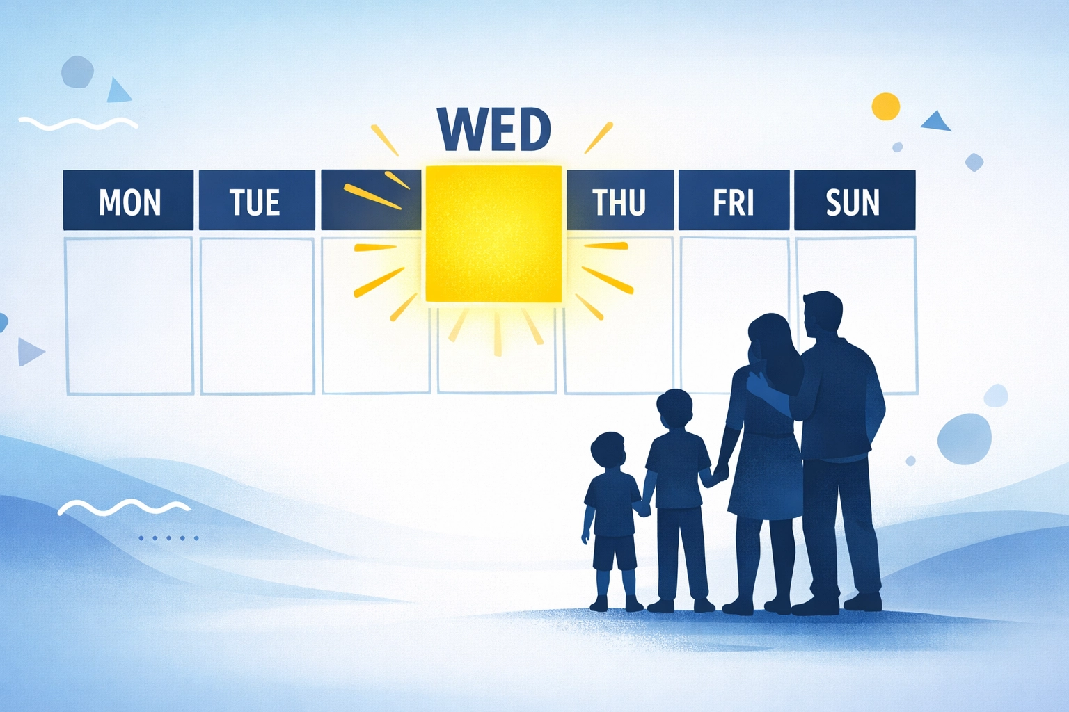 Weekly calendar highlighting Wednesday as mid-week anchor for family faith groups
