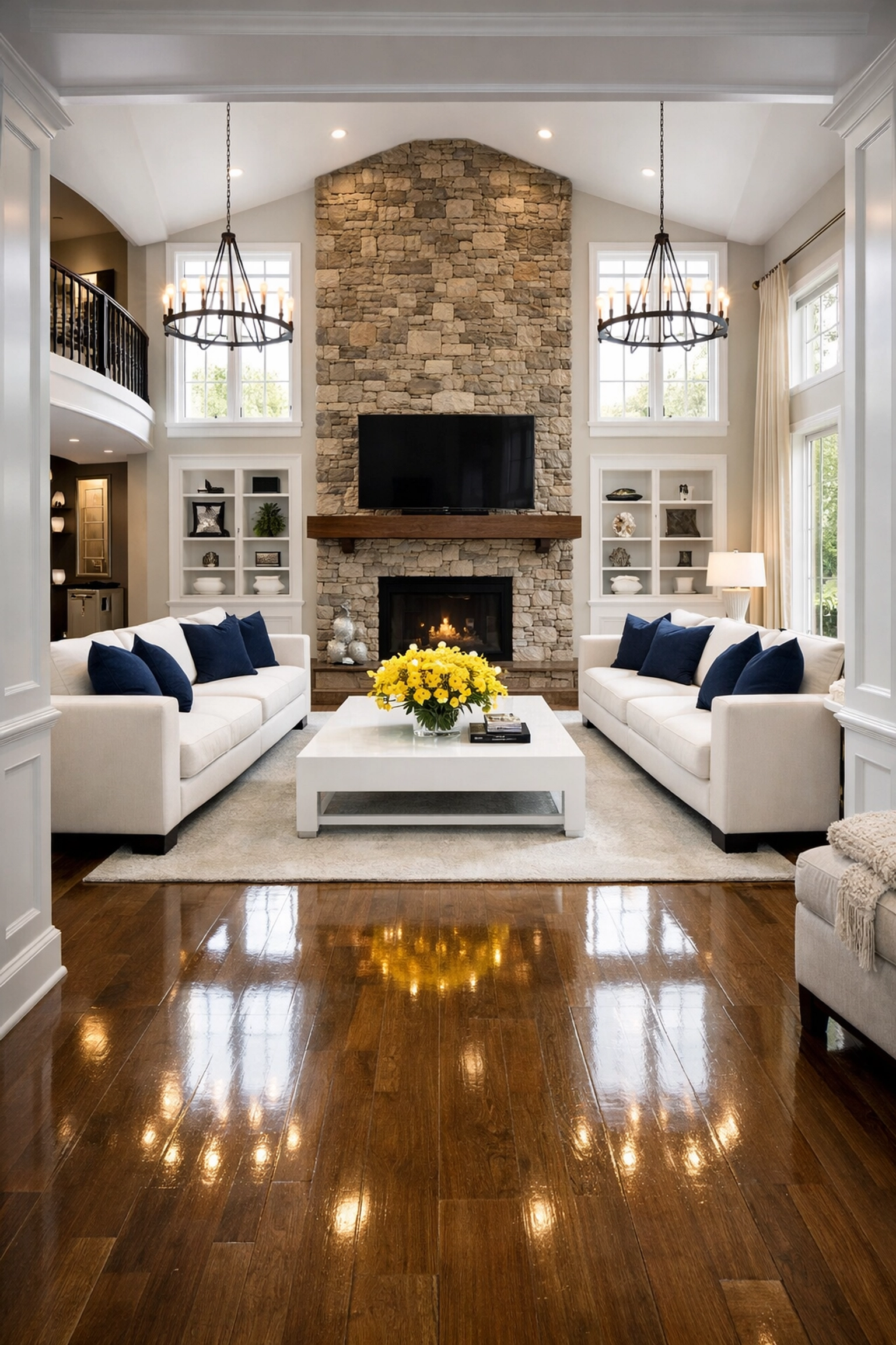 Perfectly maintained Dover living room after a premium residential cleaning Massachusetts session.