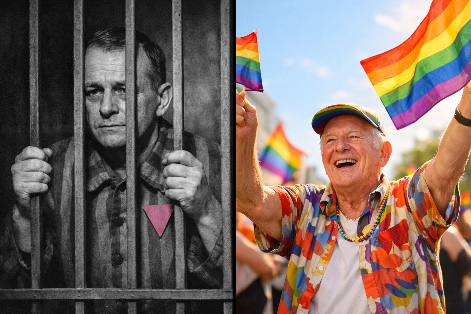 Before and after: gay man imprisoned under Paragraph 175 now celebrating at modern CSD