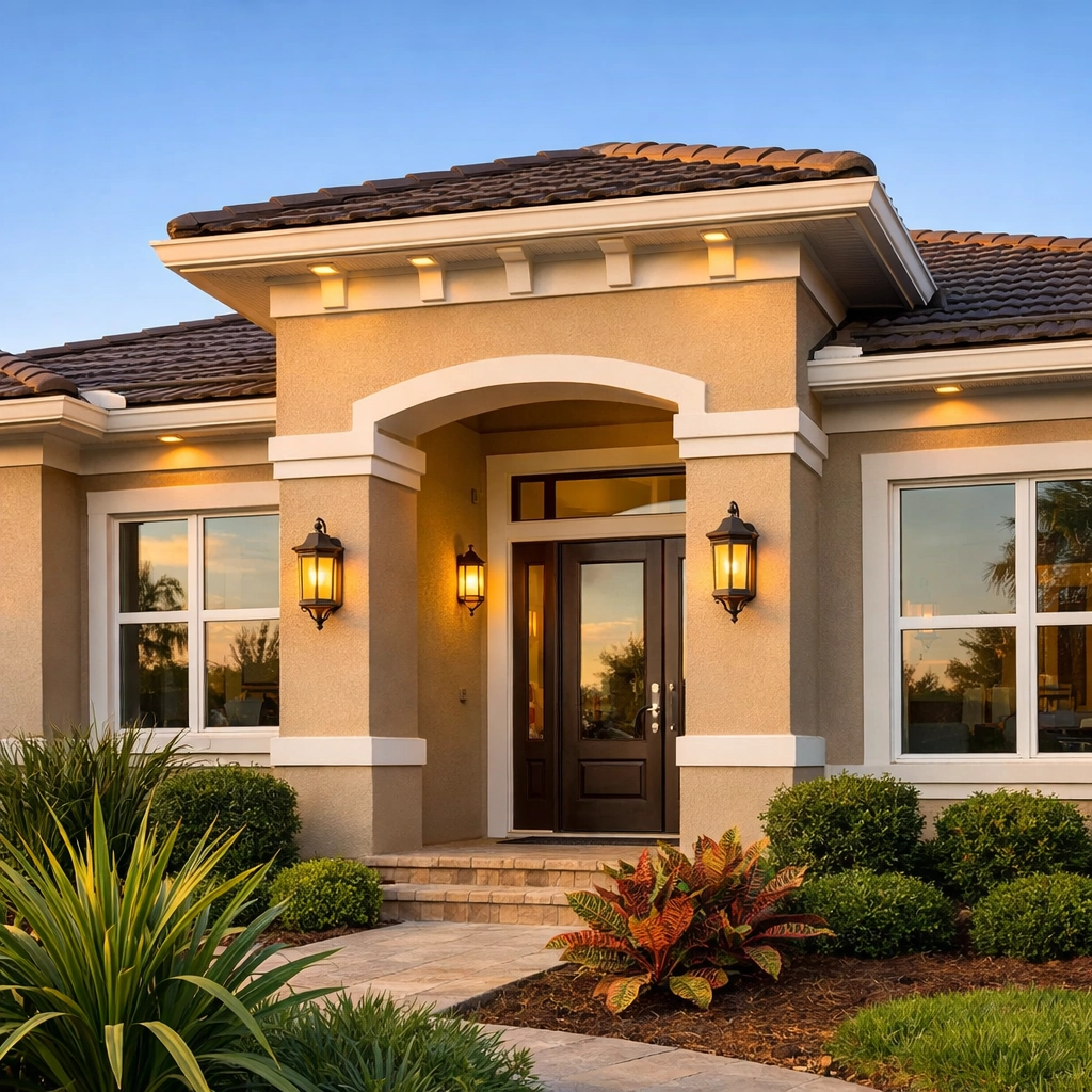 Quality Orlando home exterior with hurricane-resistant windows and professional craftsmanship