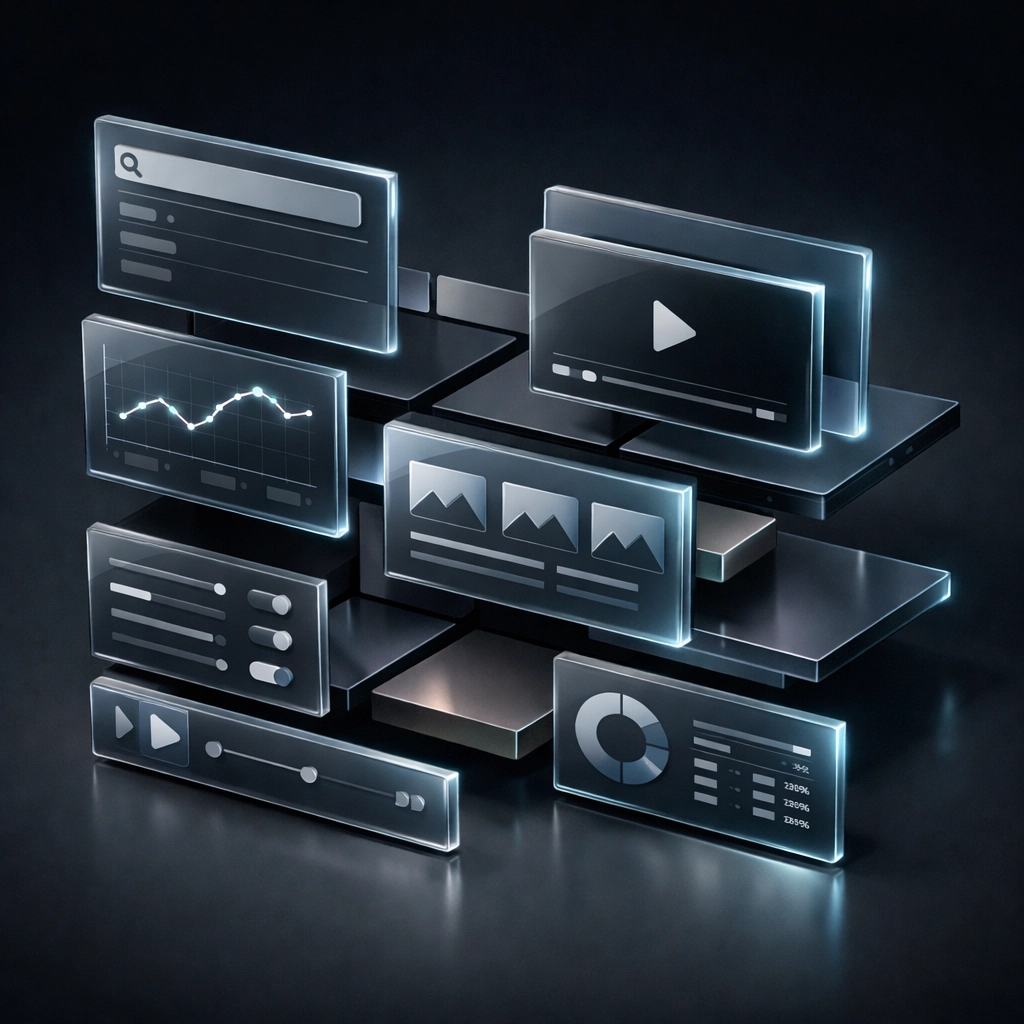 A sleek modular digital interface representing professional web design and scalable website infrastructure.