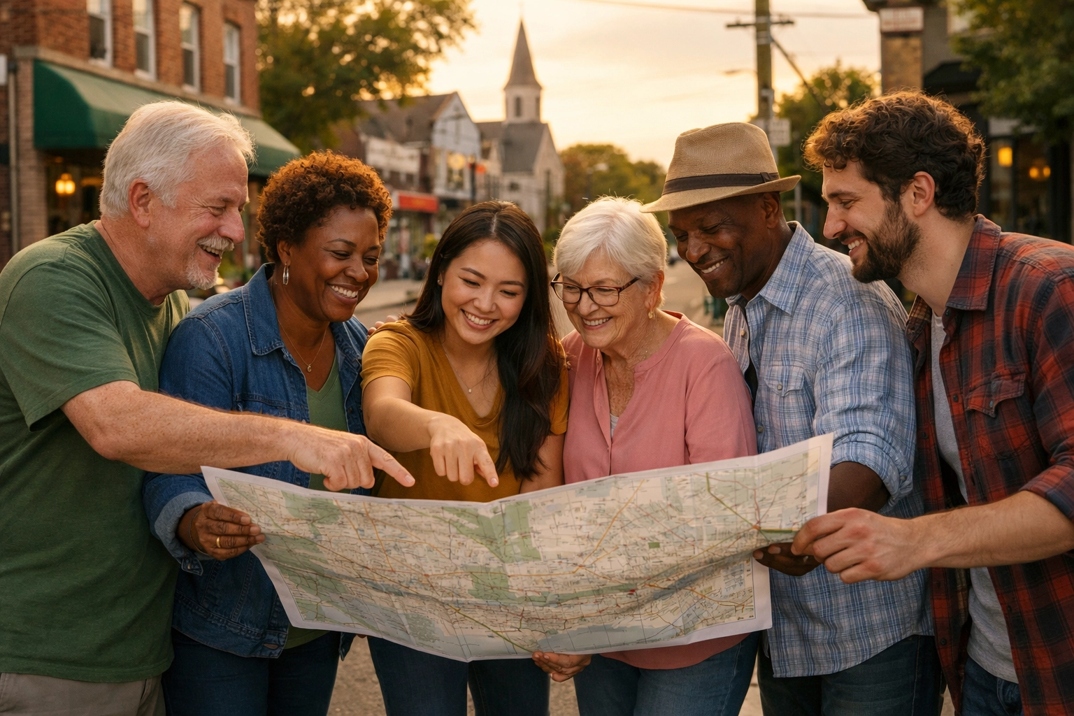 Community members mapping their neighborhood for one square mile development planning