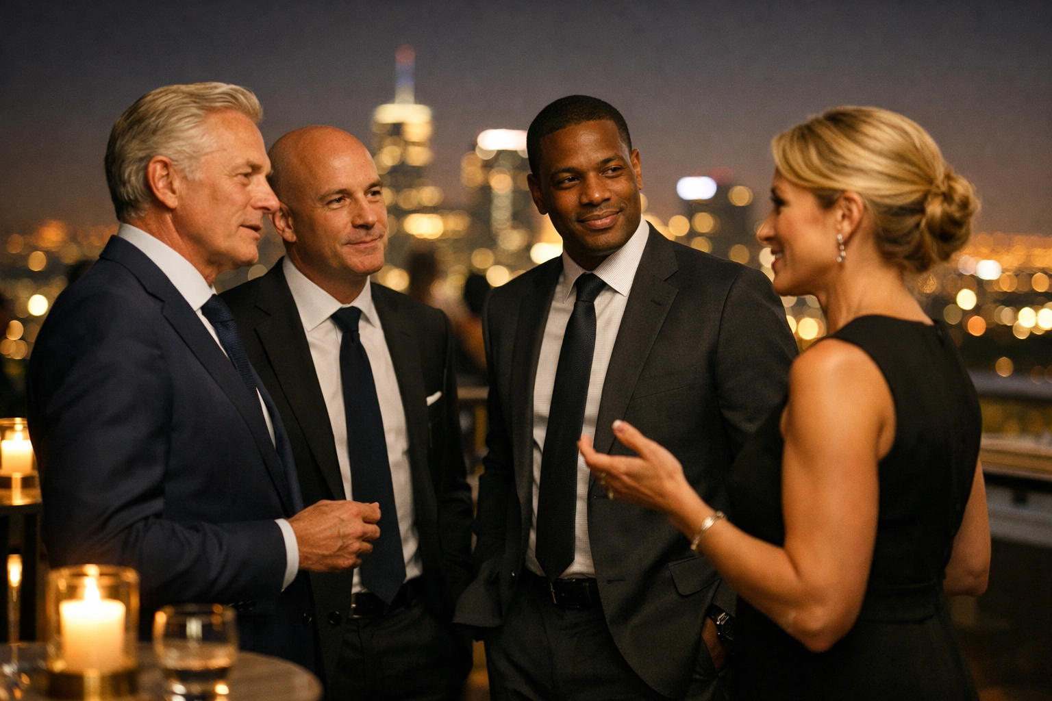 PRESS RELEASE: 7 Mistakes You’re Making with Super Bowl Brand Visibility (And How USA Entertainment Travel Fixes Them Instantly) Elite executives networking at an exclusive Super Bowl rooftop reception overlooking the city.