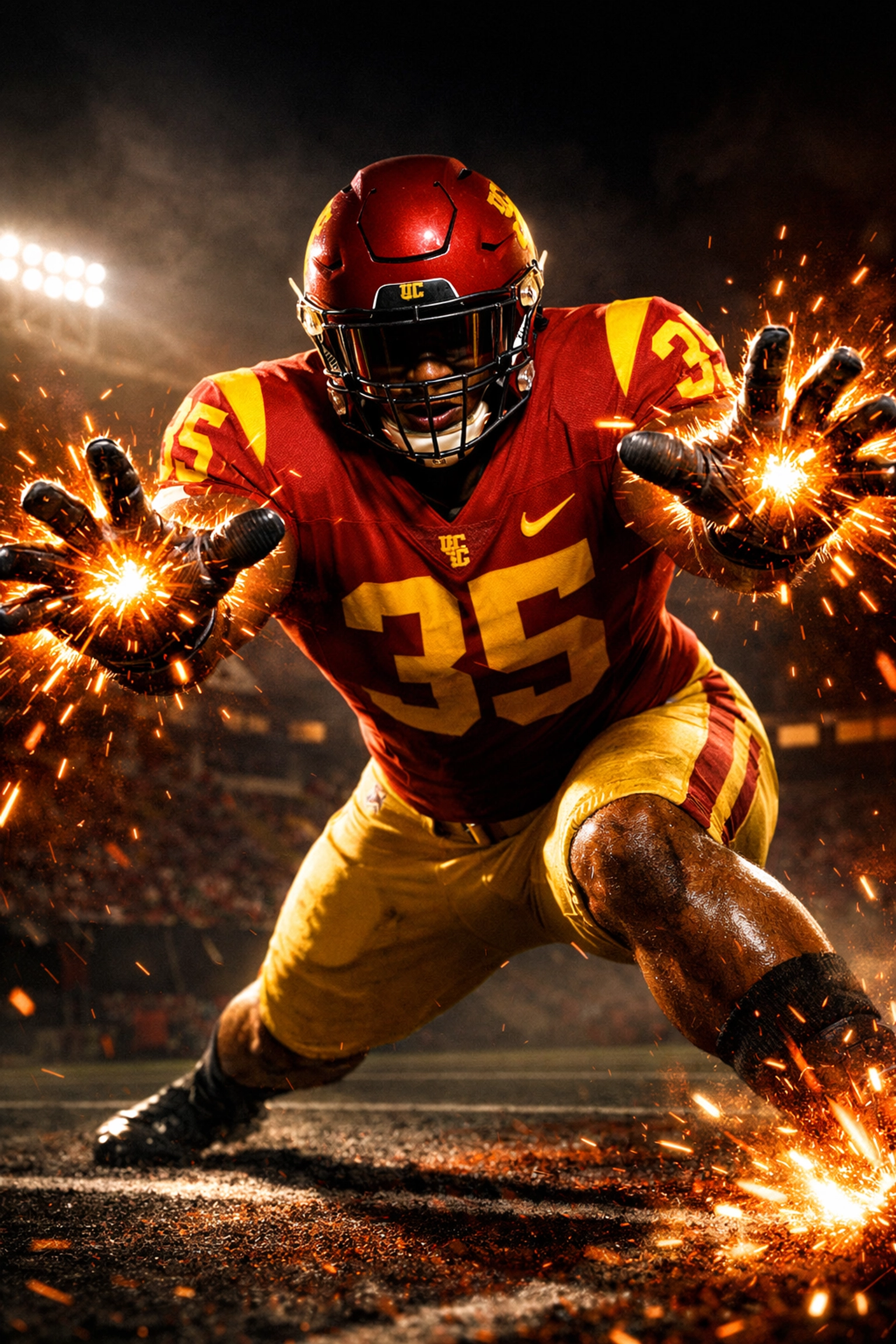 USC Trojans defensive lineman Luke Wafle demonstrating explosive pass-rush hand technique