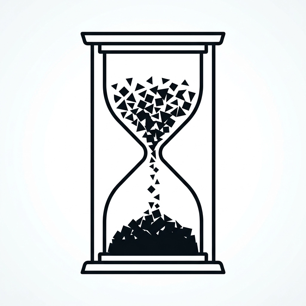 The Clock of Longevity: Minimalist hourglass symbolizing the permanence of anchored contrast