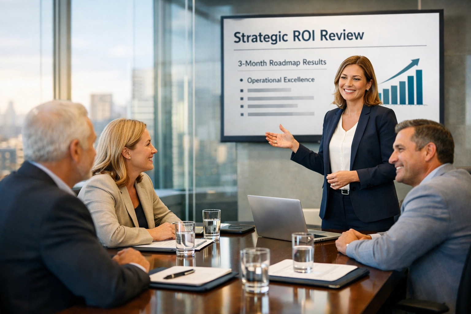 ServiceNow consulting services expert presenting a strategic ITAM ROI roadmap to business executives.