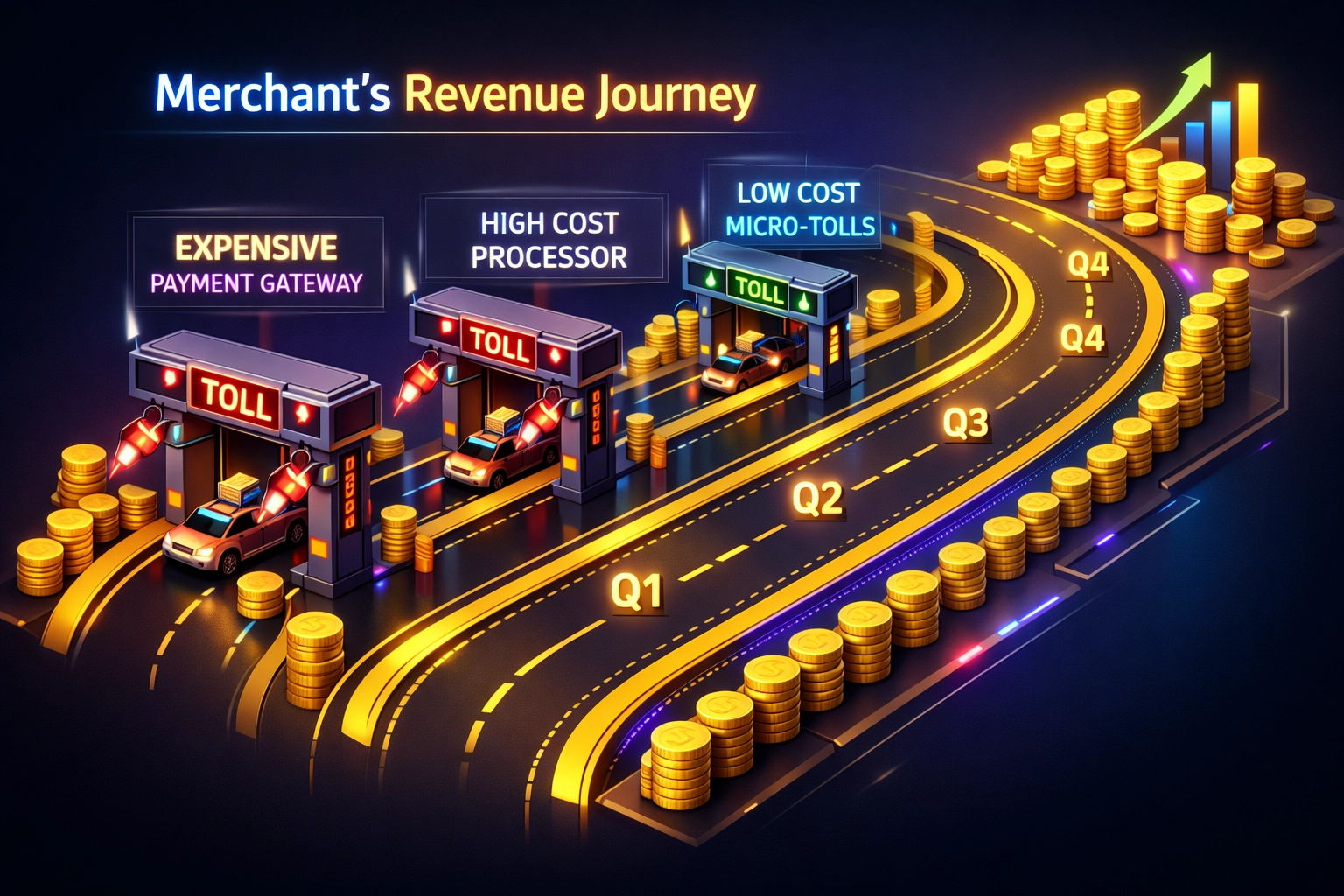 Visual comparison of annual merchant payment processing costs across Web3 payment solutions