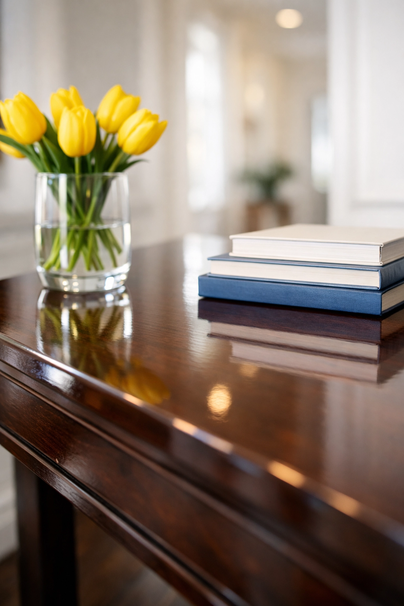 Dust-free polished wood table in a home maintained by a professional house cleaning service in MA.