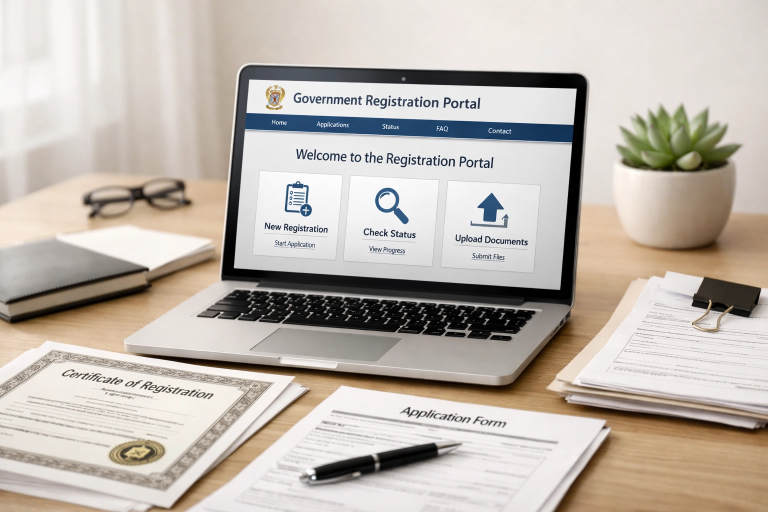 Georgia PTIR registration portal on laptop with tax preparer compliance documents