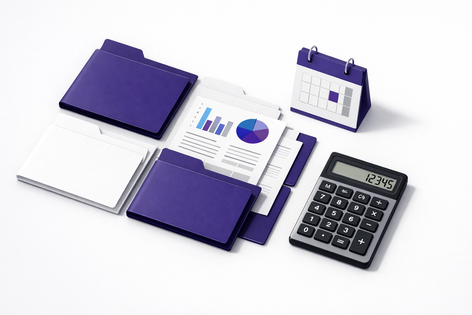 Organized financial documents and folders for small business bookkeeping cleanup process