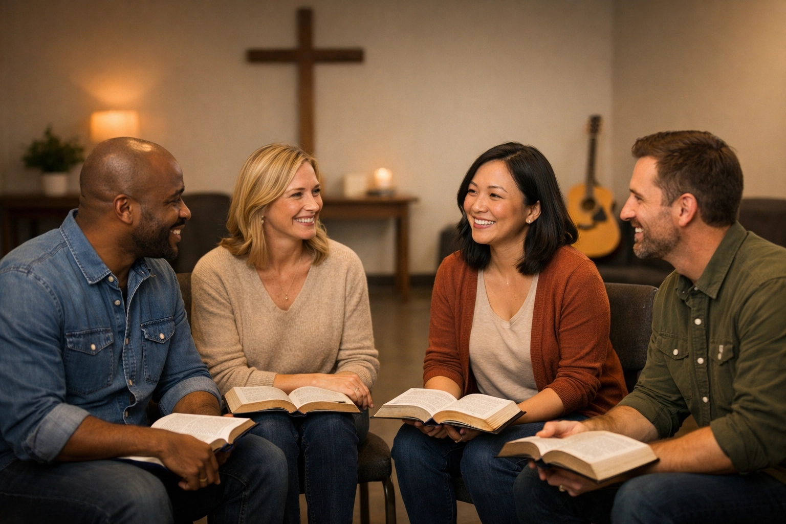 Diverse small group finding community at Boundless Online Church, First Assembly Memphis, and FA Memphis.