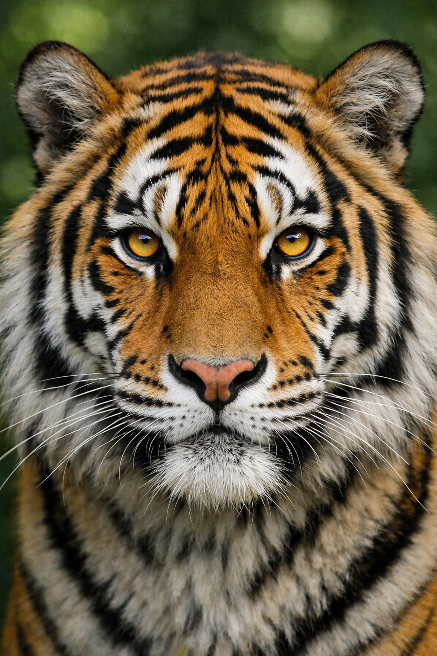 Bengal tiger close-up portrait with direct eye contact for high-converting animal stock photography