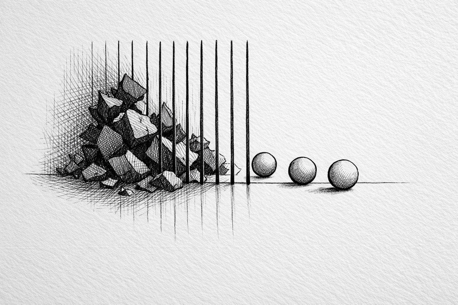 Hand-drawn illustration of a strategic sieve representing brand exclusion and messaging hierarchy.
