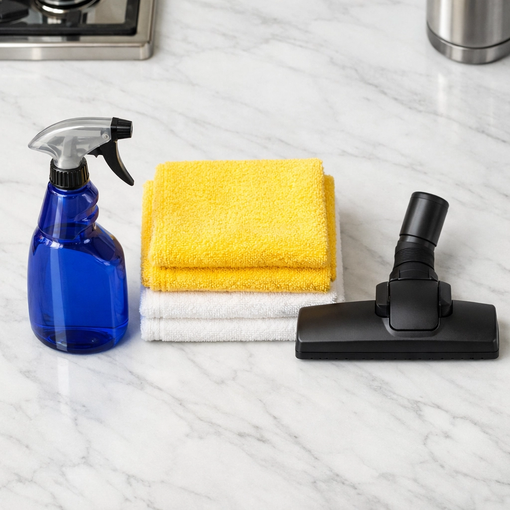 Professional equipment and supplies used by top-rated house cleaning services in MA.