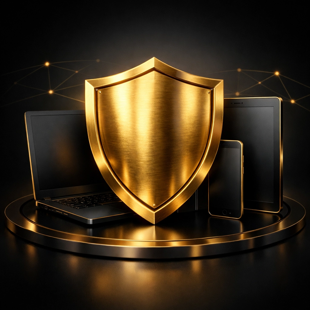Security shield protecting multiple business devices from cyber vulnerabilities