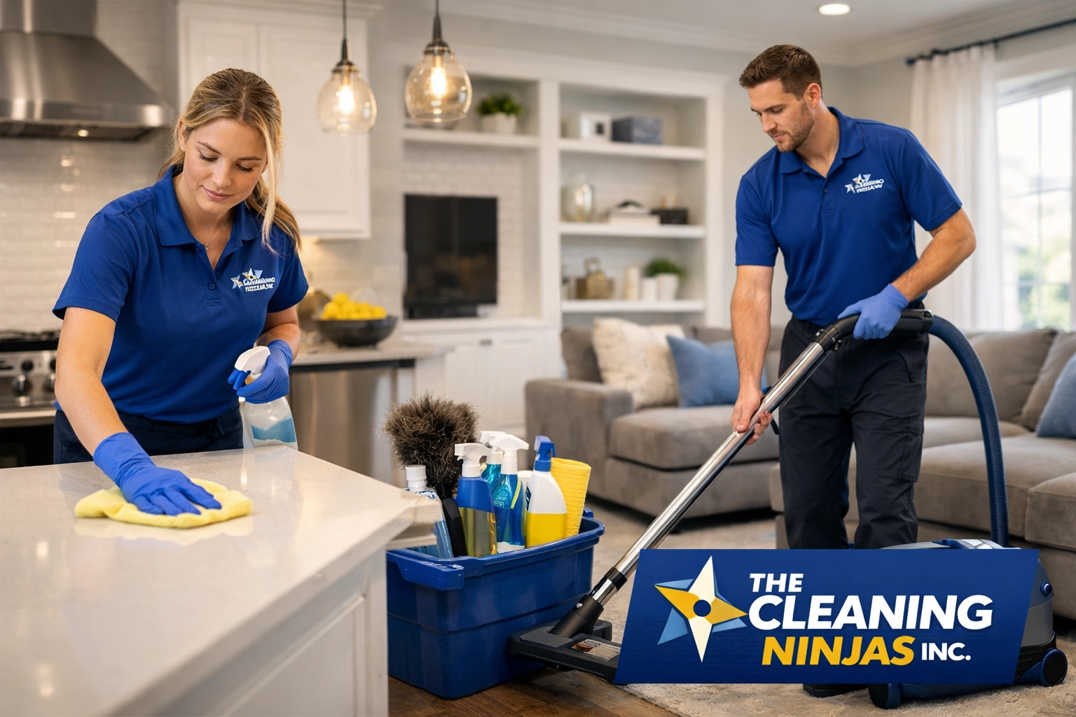 Weekly house cleaning Berlin MA: A professional cleaner from The Cleaning Ninjas Inc making a home sparkle in Berlin, MA