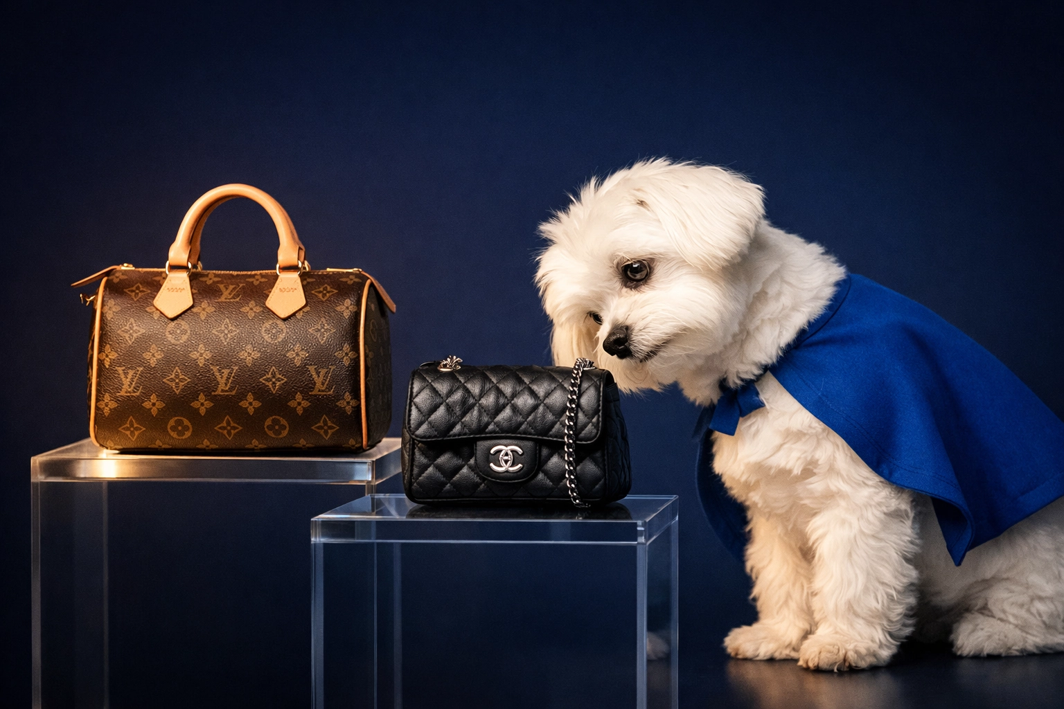 Expert mascot comparing two luxury handbags to identify common designer bag authentication blunders.
